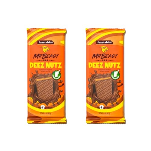 MrBeast’s Feastables Duopack - Zwei köstliche Schokoladentafeln in einem Briefkastenpaket (Duo (2x) Deez Nutz) von Feastables