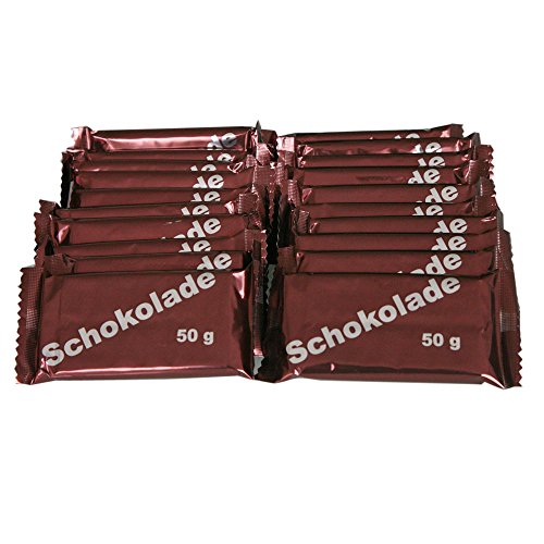 100 x 50 g BW-Schokolade – Original Bundeswehr-Produktion | Nahrhafte Schokolade mit 45 % Kakao | Bestandteil der EPa | Lange haltbar | Für Notvorrat, Outdoor & Survival von Feddeck