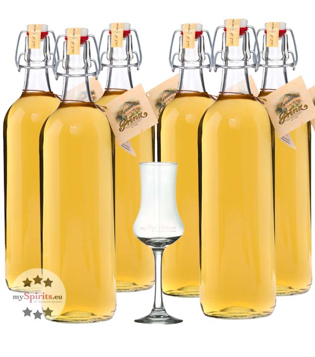 6 x Prinz Alte Marille  + gratis Schnapskelch (41 % Vol., 6,0 Liter) von Fein-Brennerei Prinz