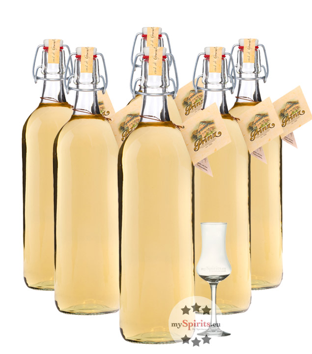 6 x Prinz Alte Williams-Christ-Birne  + Schnapskelch (41 % Vol., 6,0 Liter) von Fein-Brennerei Prinz