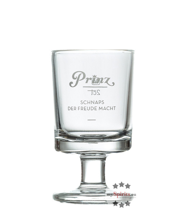 Prinz Original Schnaps-Glas klein - Stamperl mit Stiel von Fein-Brennerei Prinz