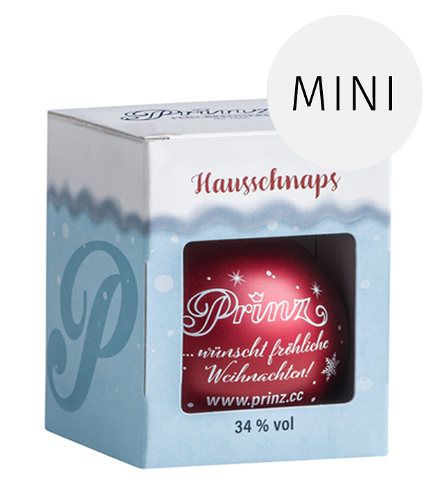 Prinz Christbaumkugel mit Hausschnaps 4cl (34 % Vol., 0,04 Liter) von Fein-Brennerei Prinz