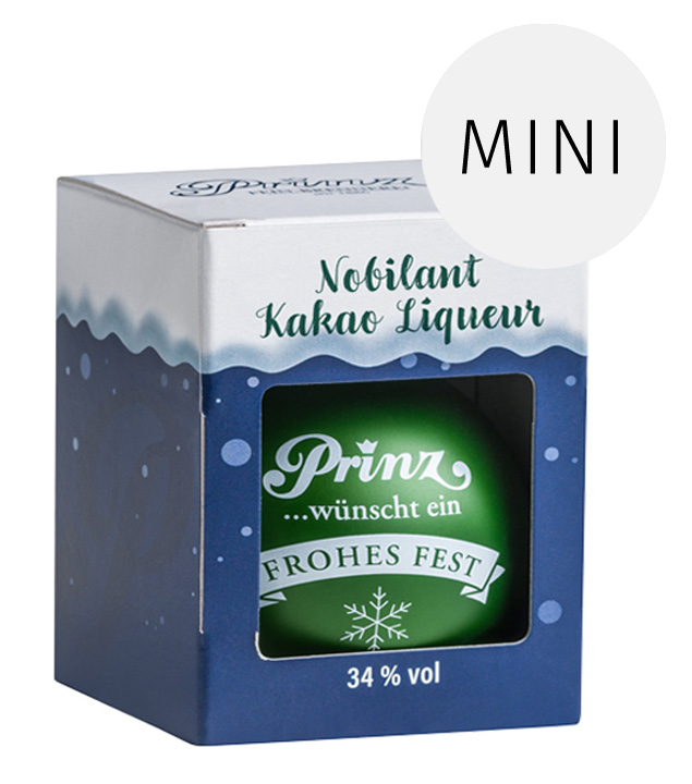 Prinz Christbaumkugel mit Nobilant Kakao Liqueur 4cl - Prämie (37,7 % Vol., 0,04 Liter) von Fein-Brennerei Prinz