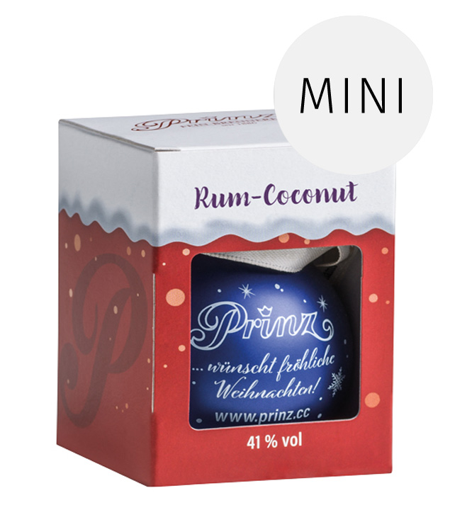 Prinz Christbaumkugel mit Rum Coconut Likör mit Inländerrum 4cl (40 % Vol., 0,04 Liter) von Fein-Brennerei Prinz