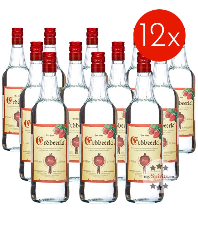 Prinz Erdbeerla / 34% vol - 12 Flaschen (34% Vol., 1,0 Liter) von Fein-Brennerei Prinz