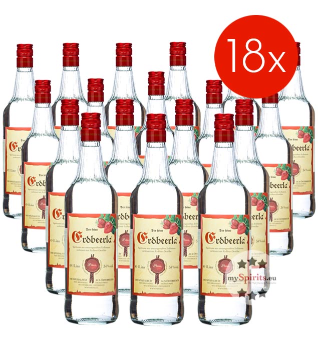 Prinz Erdbeerla / 34% vol - 18 Flaschen (34% Vol., 1,0 Liter) von Fein-Brennerei Prinz
