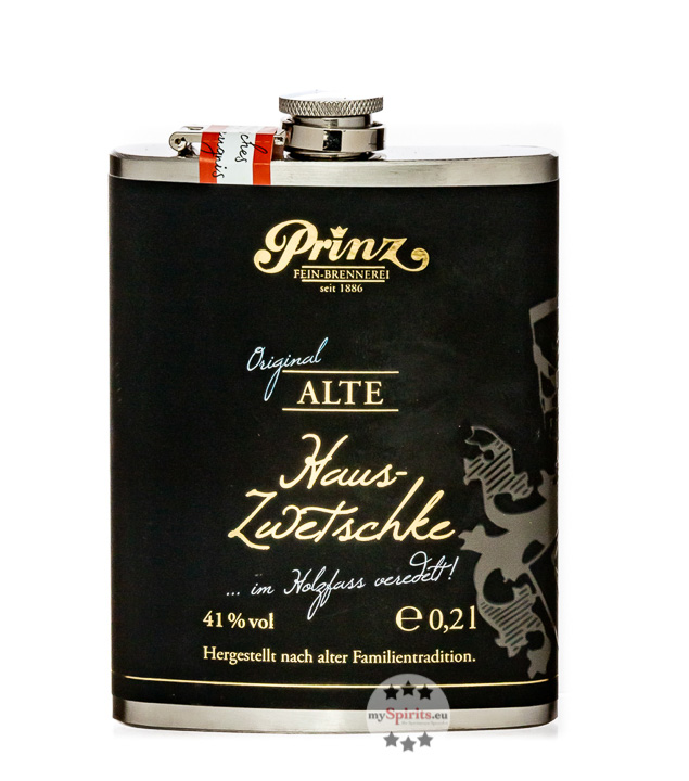 Prinz Flachmann Alte Haus-Zwetschke  (41 % Vol., 0,2 Liter) von Fein-Brennerei Prinz