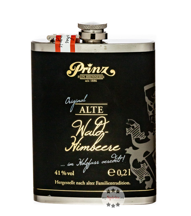 Prinz Flachmann Alte Wald-Himbeere  (41 % Vol., 0,2 Liter) von Fein-Brennerei Prinz