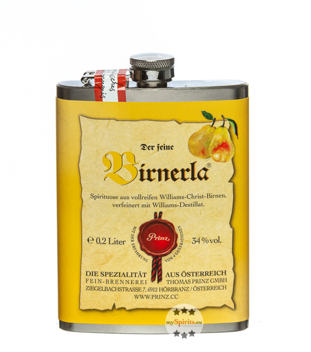 Prinz Flachmann Birnerla  (34 % Vol., 0,2 Liter) von Fein-Brennerei Prinz