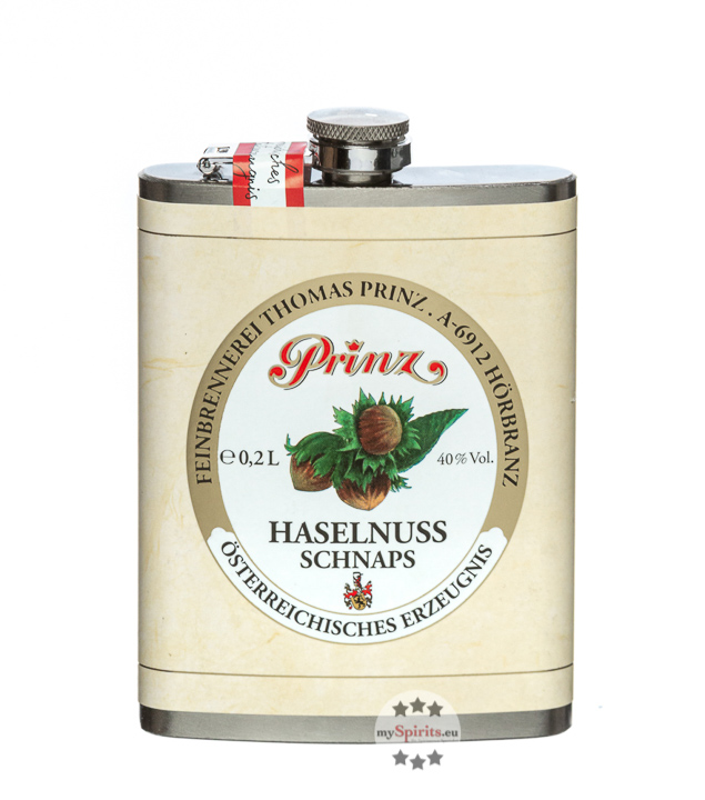 Prinz Flachmann Haselnuss-Schnaps  (40 % Vol., 0,2 Liter) von Fein-Brennerei Prinz