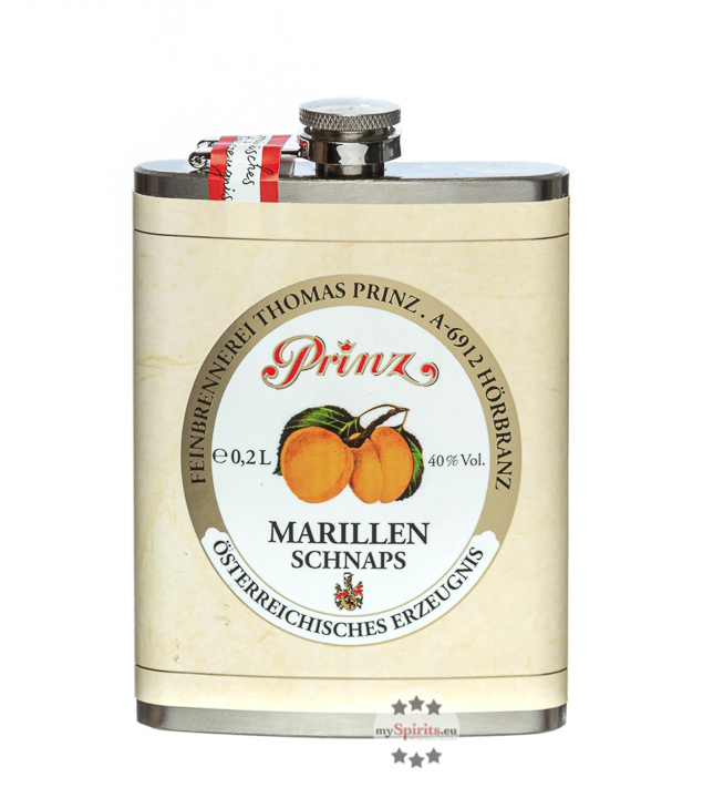 Prinz Flachmann Marillen-Schnaps  (40 % Vol., 0,2 Liter) von Fein-Brennerei Prinz