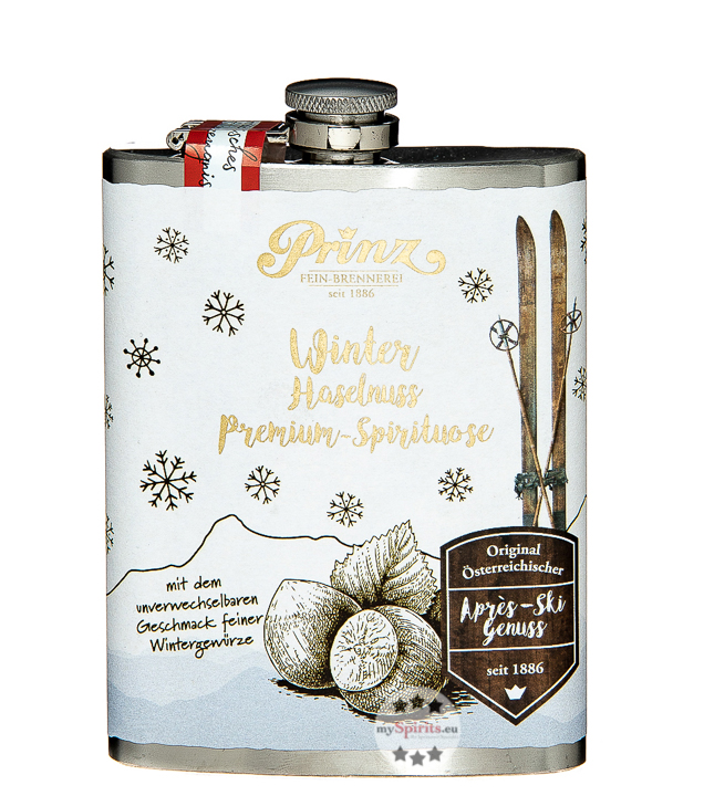 Prinz Flachmann Winter Haselnuss  (34 % Vol., 0,2 Liter) von Fein-Brennerei Prinz