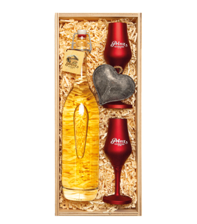 Prinz Geschenk-Set Alles Liebe Alte Marille (41 % vol, 0,5 Liter) von Fein-Brennerei Prinz