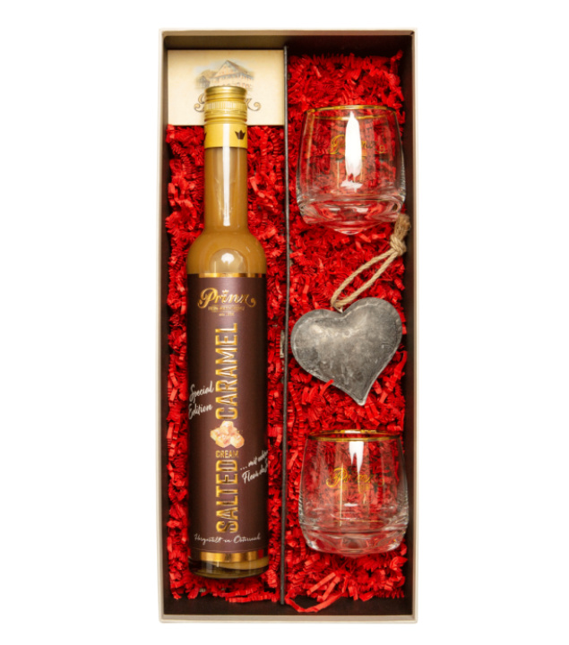 Prinz Geschenk-Set Likör-Liebe Salted Caramel (17 % vol, 0,5 Liter) von Fein-Brennerei Prinz