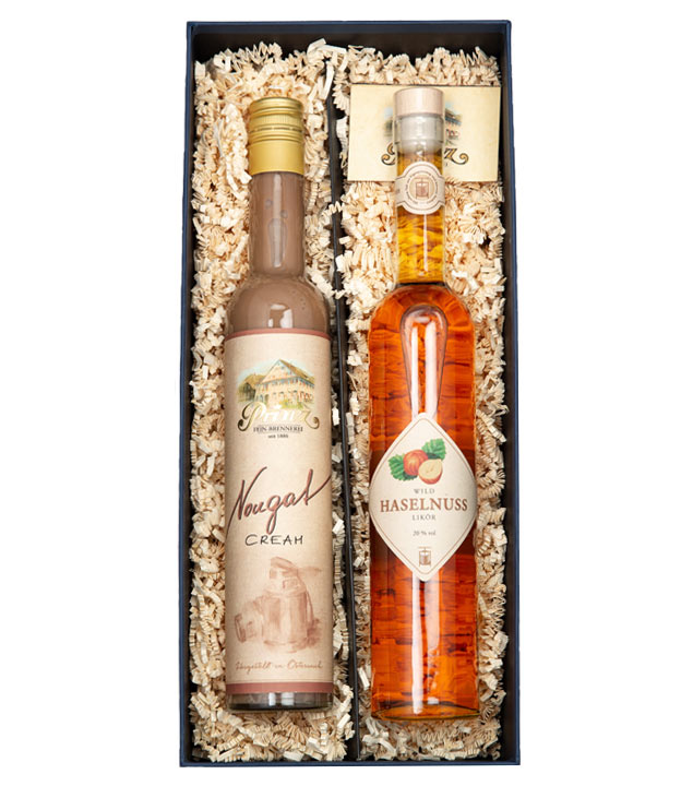 Prinz Geschenk-Set Süße Nuss-Nougat Box (15 & 20 % Vol., 1,0 Liter) von Fein-Brennerei Prinz