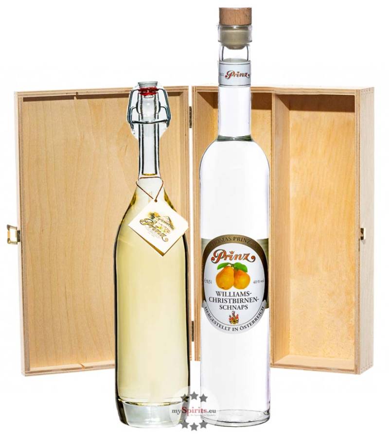 Prinz Geschenkset Williams-Birnen-Glück (40 & 41 % Vol., 1,0 Liter) von Fein-Brennerei Prinz