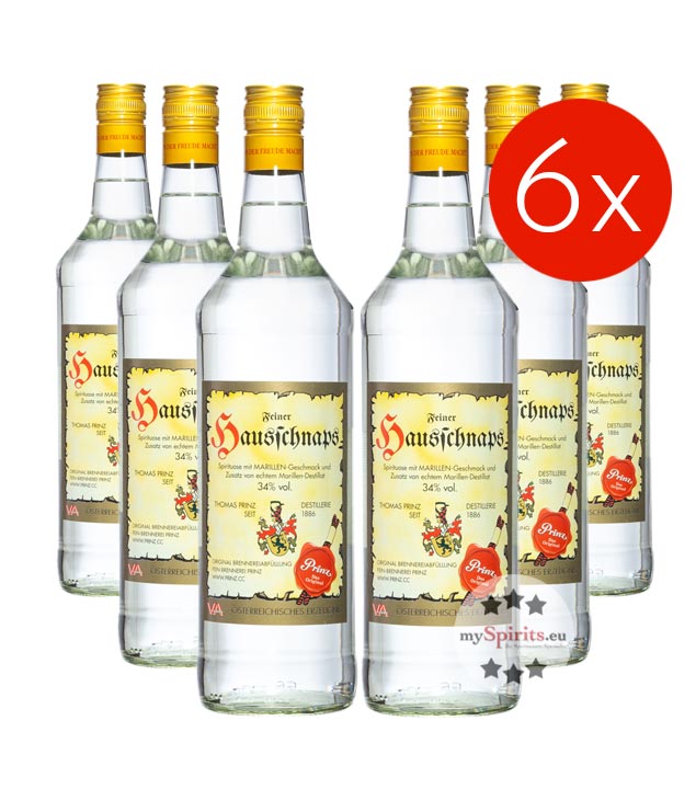 Prinz Hausschnaps 34 % Vol.  - 6 Flaschen (34 % Vol., 6,0 Liter) von Fein-Brennerei Prinz