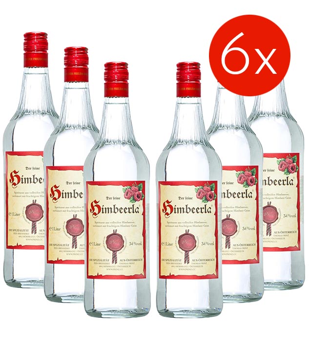 Prinz Himbeerla / 34% Vol. - 6 Flaschen (34% Vol., 6,0 Liter) von Fein-Brennerei Prinz