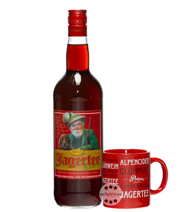 Prinz Jagertee Kräuter mit Tasse (40 % Vol., 1,0 Liter) von Fein-Brennerei Prinz