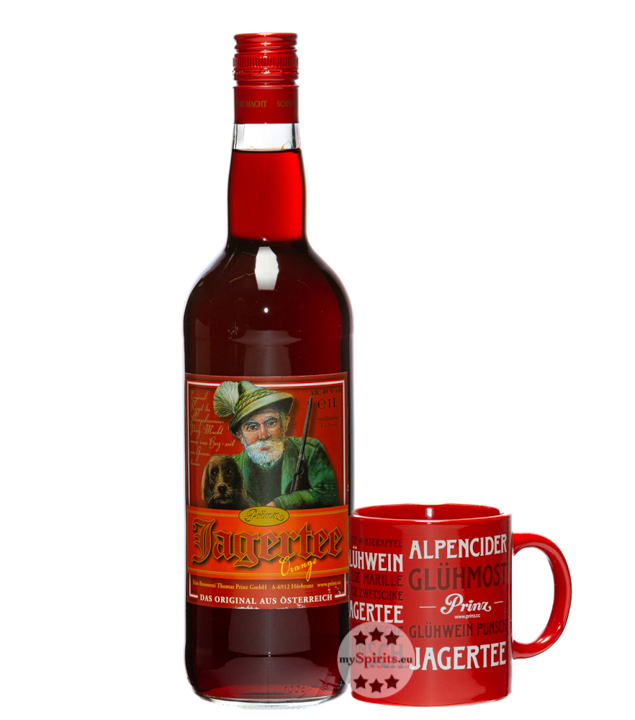 Prinz Jagertee Orange mit Tasse (40 % Vol., 1,0 Liter) von Fein-Brennerei Prinz