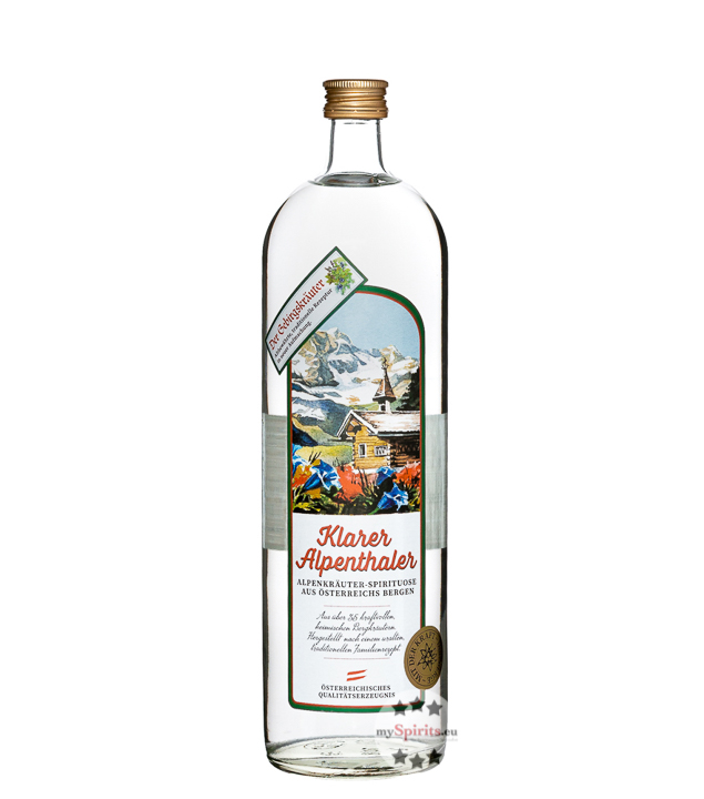 Prinz Klarer Alpenthaler Kräuterschnaps (38 % Vol., 1,0 Liter) von Fein-Brennerei Prinz