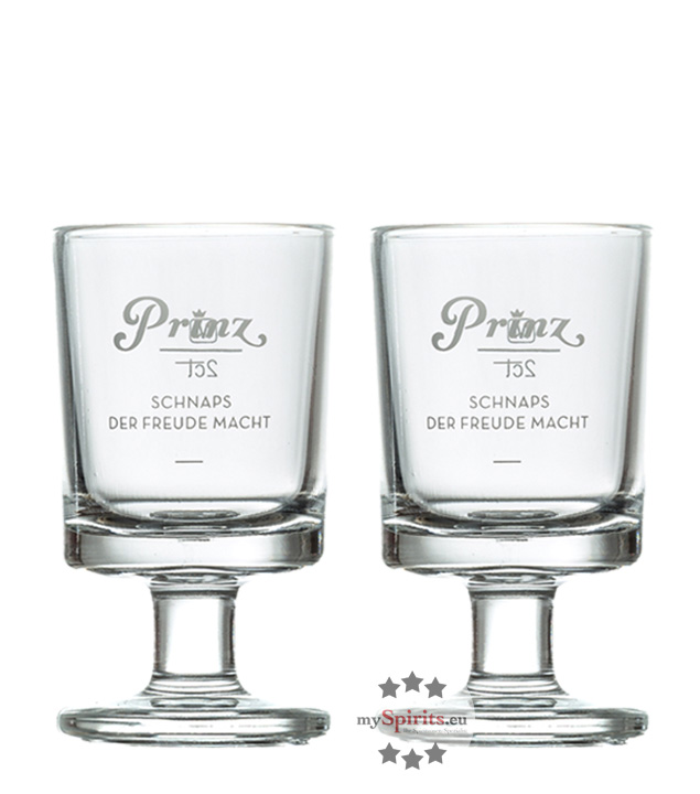 2 x Prinz Original Schnaps-Glas klein Stamperl mit Stiel von Fein-Brennerei Prinz