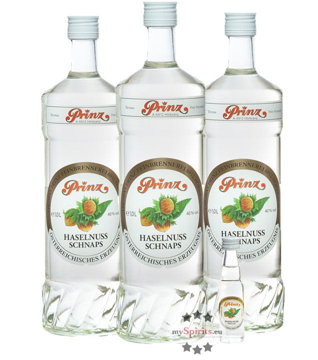 Prinz: Haselnuss-Schnaps 3er-Set (40 % Vol., 3,0 Liter) von Fein-Brennerei Prinz