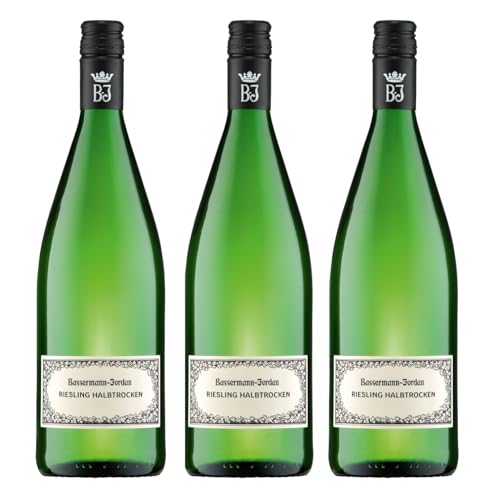 Bassermann-Jordan Riesling Weisswein Wein Halbtrocken Pfalz Deutschland Inkl. FeinWert E-Book (3 x 1,0l) von FeinWert