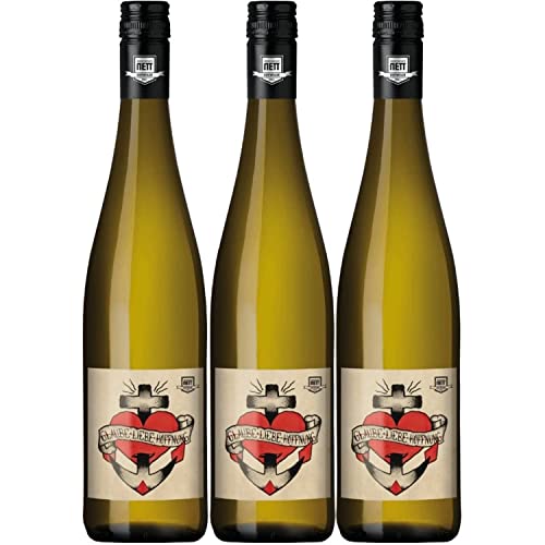 Bergdolt-Reif & Nett Glaube-Liebe-Hoffnung Riesling Weißwein Weißwein Wein trocken Pfalz I FeinWert Paket (3 x 0,75l) von FeinWert