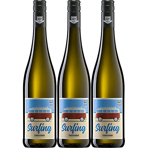 Bergdolt-Reif & Nett Surfing Chardonnay Weißwein Wein trocken Pfalz I FeinWert Paket (3 x 0,75l) von FeinWert