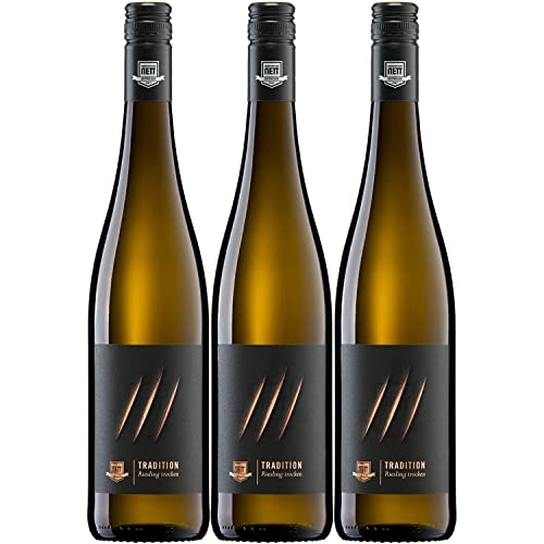 Bergdolt-Reif & Nett Tradition Riesling Weißwein Wein trocken Pfalz I FeinWert Paket (3 x 0,75l) von FeinWert