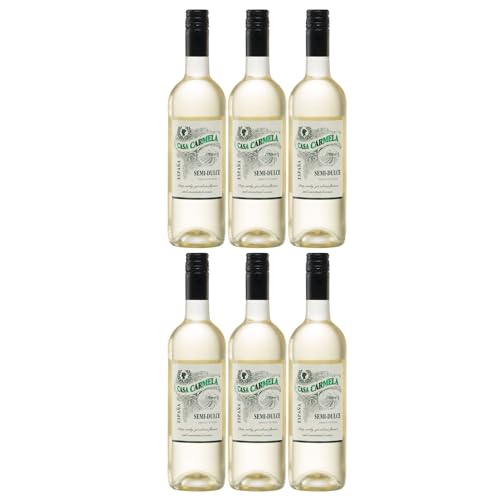 Bodegas Castaño Casa Carmela Semi-Dulce Blanco Halbtrocken Weißwein Vegan Spanien inkl. FeinWert E-Book (6 x 0,75 l) von FeinWert