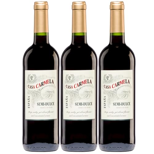 Bodegas Castaño Casa Carmela Semi-Dulce Tinto Halbtrocken Rotwein Vegan Spanien inkl. FeinWert E-Book (3 x 0,75 l) von FeinWert