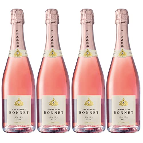Champagner Bonnet Brut Cuvée Perle Rosée Roséwein und prickelnd Wein trocken Frankreich I FeinWert Paket (4 x 0,75l) von FeinWert