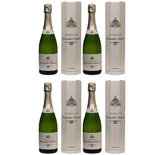 Champagner Bonnet Brut Grande Réserve in Geschenkpackung Weißwein und prickelnd Wein trocken Frankreich I FeinWert Paket (4 x 0,75l) von FeinWert
