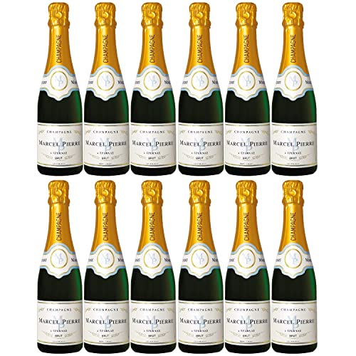 Champagner Marcel Pierre Brut Weißwein und prickelnd Wein trocken Frankreich I FeinWert Paket (12 x 0,375l) von FeinWert