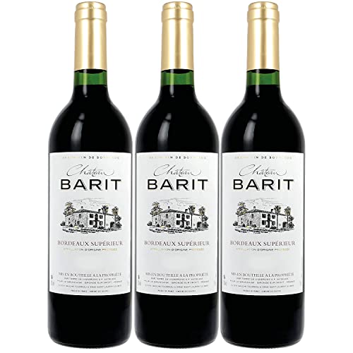 Château Barit Bordeaux supérieur AOC Rotwein Wein trocken Frankreich I FeinWert Paket (3 x 0,75l) von FeinWert
