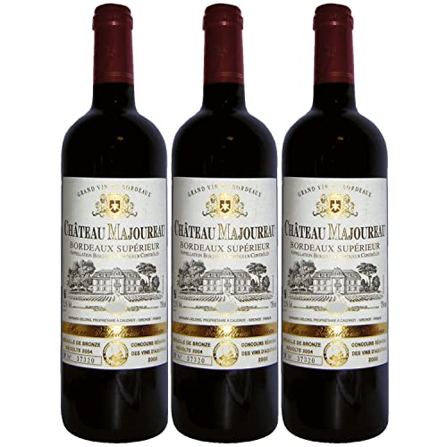 Château Majoureau Bordeaux supérieur AOC Rotwein Wein trocken Frankreich I FeinWert Paket (3 x 0,75l) von FeinWert