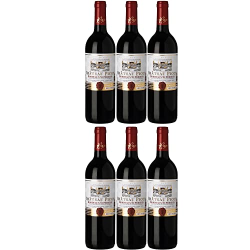 Château Picon Bordeaux superieur AOC Rotwein Wein trocken Frankreich I FeinWert Paket (6 x 0,75l) von FeinWert