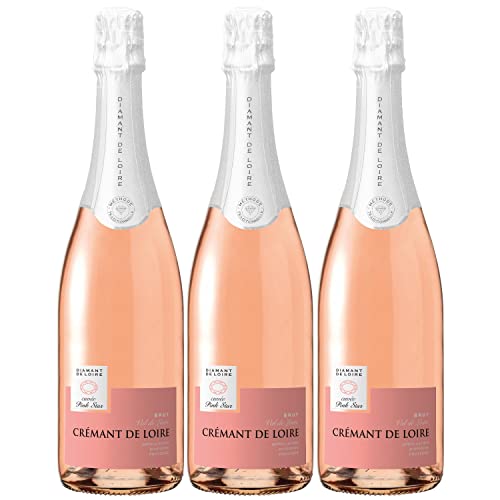 Diamant de Loire Brut Rosé Crémant de Loire Rosé Schaumwein trocken Frankreich I FeinWert Paket (3 x 0,75l) von FeinWert