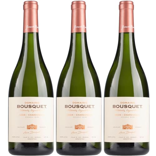 Domaine Bousquet Chardonnay Grand Reserve, Trocken, Weißwein, Bio, Argentinien inkl. FeinWert E-Book (3 x 0,75 l) von FeinWert