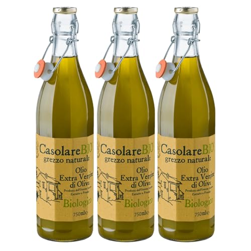 Farchioni Il Casolare Olio Extra Vergine Grezzo naturale Bio Olivenöl naturtrüb kaltgepresst Inkl. FeinWert E-Book (3 x 0,75l) von FeinWert