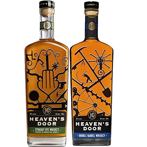 Heaven's Door DOUBLE Pack handgefertigter amerikanischer Tennessee Whiskey I Visando Paket (Double Barrel 0,7l & Straight Rye 0,7l) von FeinWert