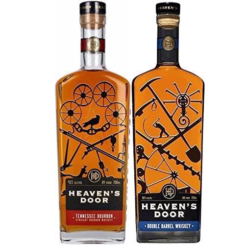 Heaven's Door DOUBLE Pack handgefertigter amerikanischer Tennessee Whiskey I Visando Paket (Straight Bourbon 0,7l & Double Barrel 0,7l) von FeinWert