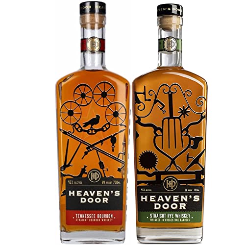 Heaven's Door DOUBLE Pack handgefertigter amerikanischer Tennessee Whiskey I Visando Paket (Straight Bourbon 0,7l & Straight Rye 0,7l) von FeinWert