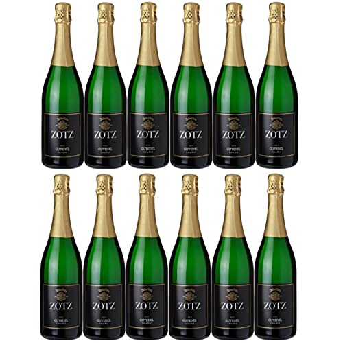 Julius Zotz Gutedel Extra Brut Winzersekt Schaumwein Wein Baden Markgräflerland trocken vegan Deutschland I FeinWert Paket (12 Flaschen) von FeinWert