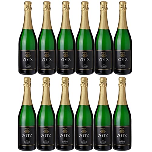 Julius Zotz Gutedel Extra Brut Winzersekt Schaumwein Wein Baden Markgräflerland trocken vegan Deutschland I FeinWert Paket (12 Flaschen) von FeinWert