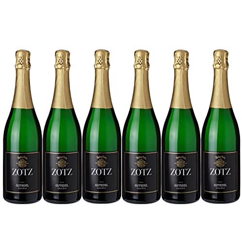 Julius Zotz Gutedel Extra Brut Winzersekt Schaumwein Wein Baden Markgräflerland trocken vegan Deutschland I FeinWert Paket (6 Flaschen) von FeinWert