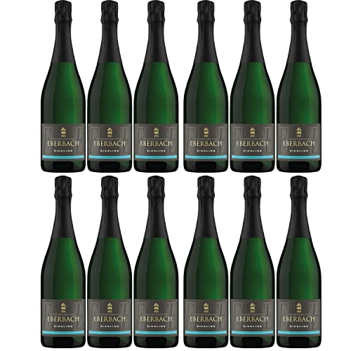 Kloster Eberbach Sparkling Riesling alkoholfrei Weißwein Wein Schaumwein prickelnd trocken Deutschland I Visando Paket (12 Flaschen) von FeinWert