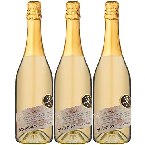Lergenmüller Freibeuter Trauben-Secco Alkoholfreier Schaumwein Weiß vegan Pfalz I FeinWert Paket (3 x 0,75l) von FeinWert